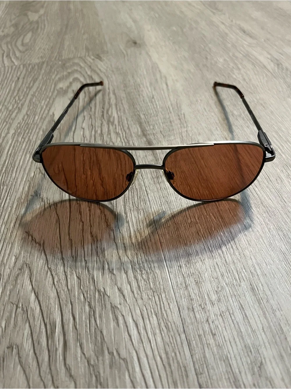 Foster Grant Sunglasses Gunmetal Metal Frame Brown Lenses Unisex